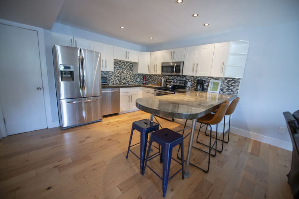 Well-equipped kitchen has everything needed to feel like home.