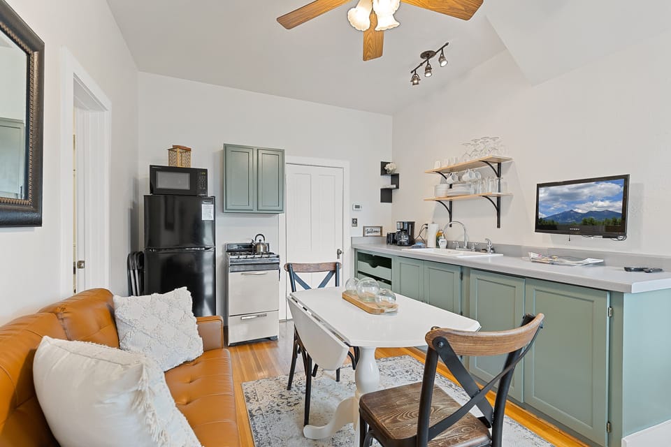 Living area and kitchen. 