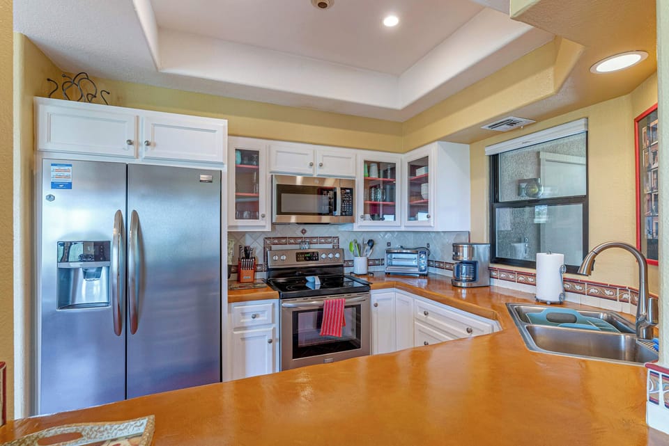 We love to cook, and we want you to have everything you need to make a delicious meal during your stay. This fully appointed kitchen has you covered for breakfast, lunch, and dinner...and dessert.
