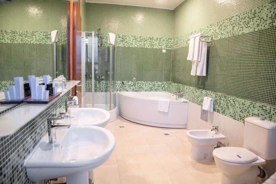 Deluxe Suite | Bathroom | Bathtub, free toiletries, hair dryer, slippers
