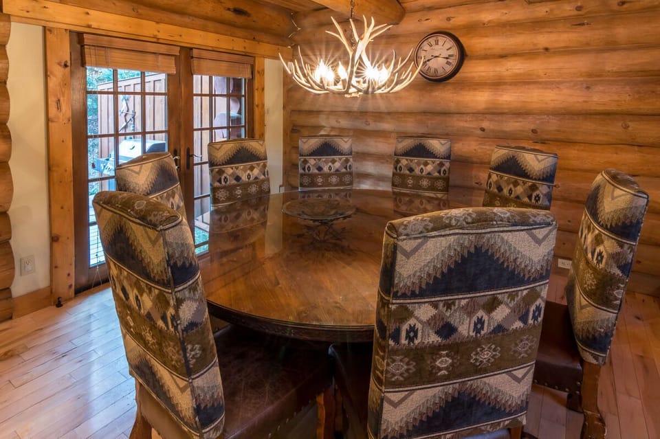 Eight seats at the round dining table with access to private deck