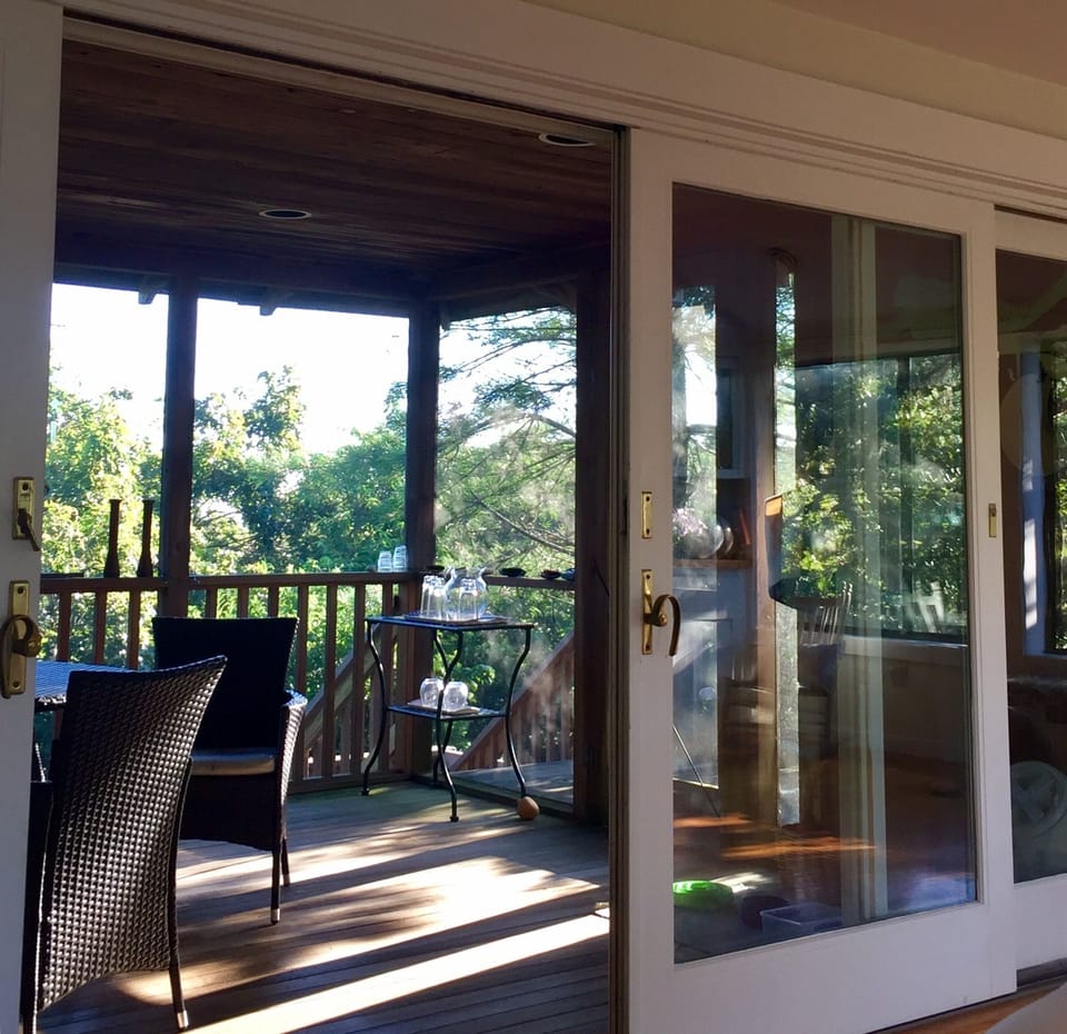 View of screened porch from living room