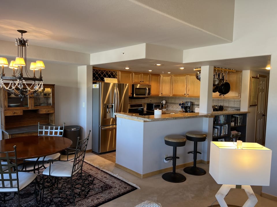 Kitchen and dining room.
