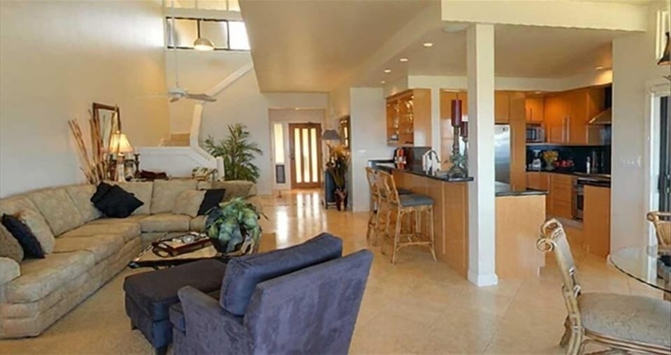Living Room, Breakfast Counter, and Kitchen