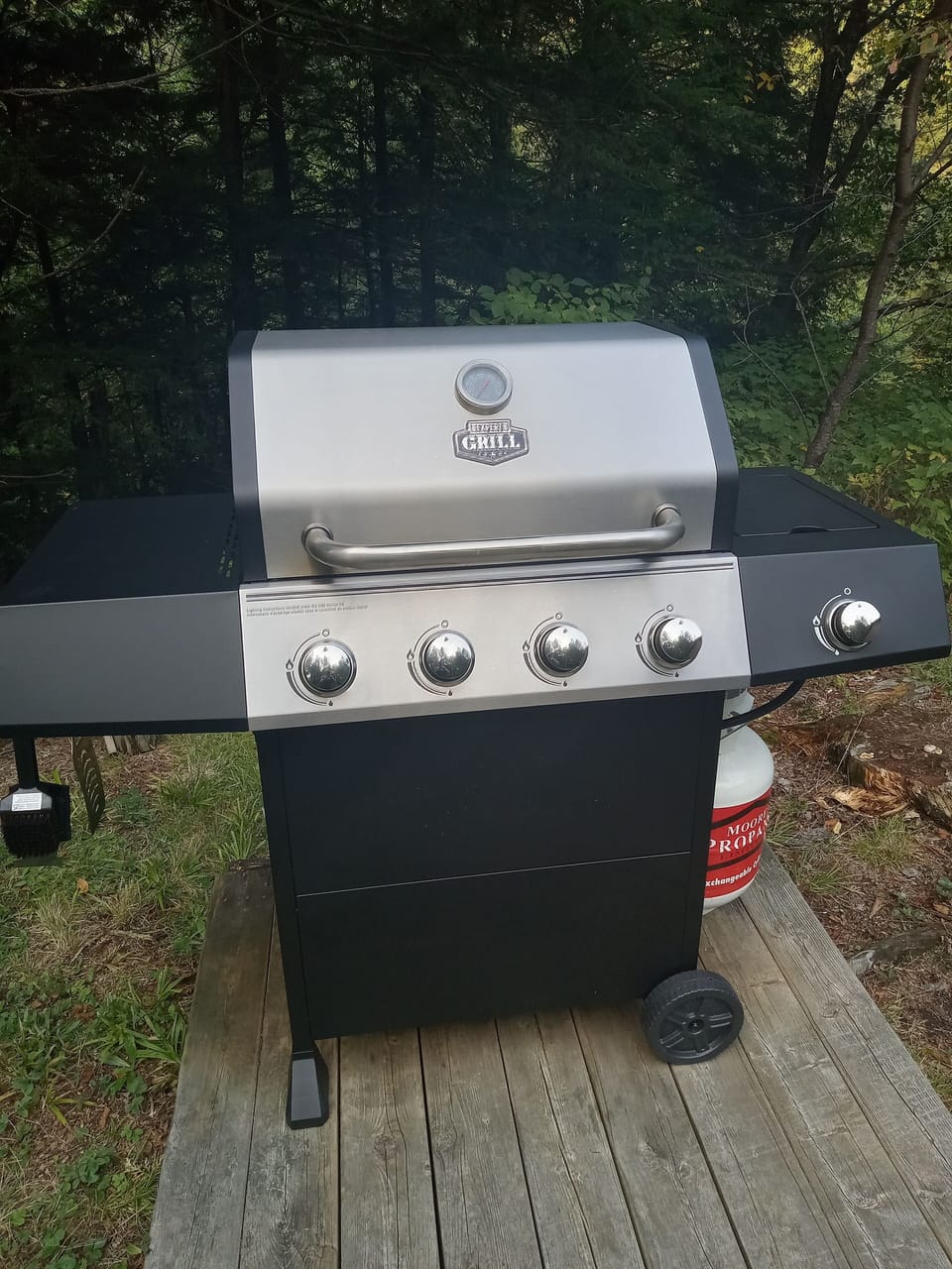4 burner propane BBQ + 1 side burner for cooking
