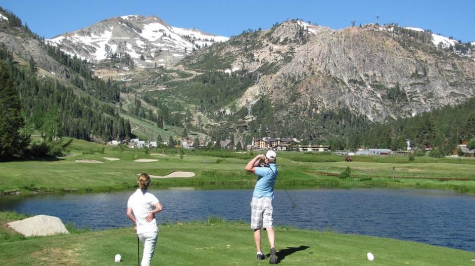 Golf with views of Palisades Tahoe ski mountain and Village