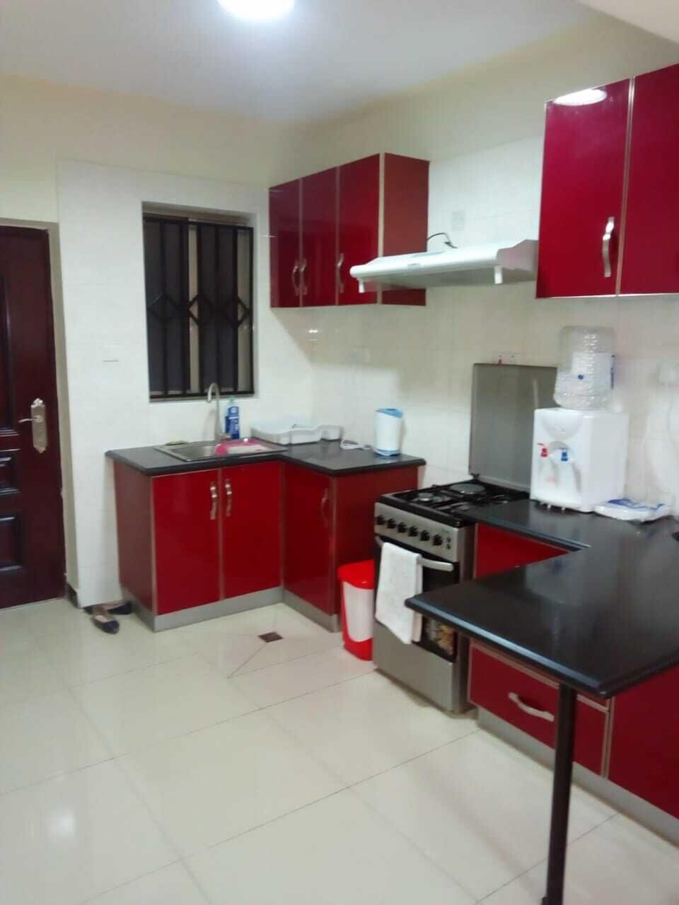 Fridge, oven, electric kettle, cookware/dishes/utensils
