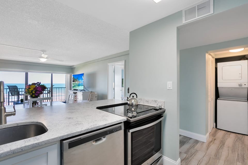 Elegant kitchen with sleek countertops and an open layout
