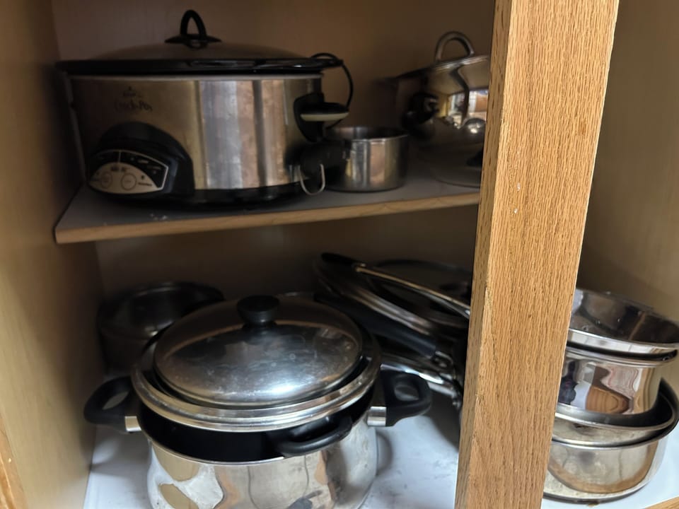 Lots of pots, pans, a slow cooker and everything you'll need 