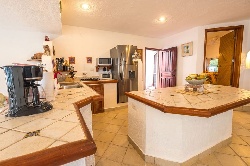Interior - Kitchen area Luna Azul condo 1 Half Moon Bay beach Akumal Mexico vacation rental