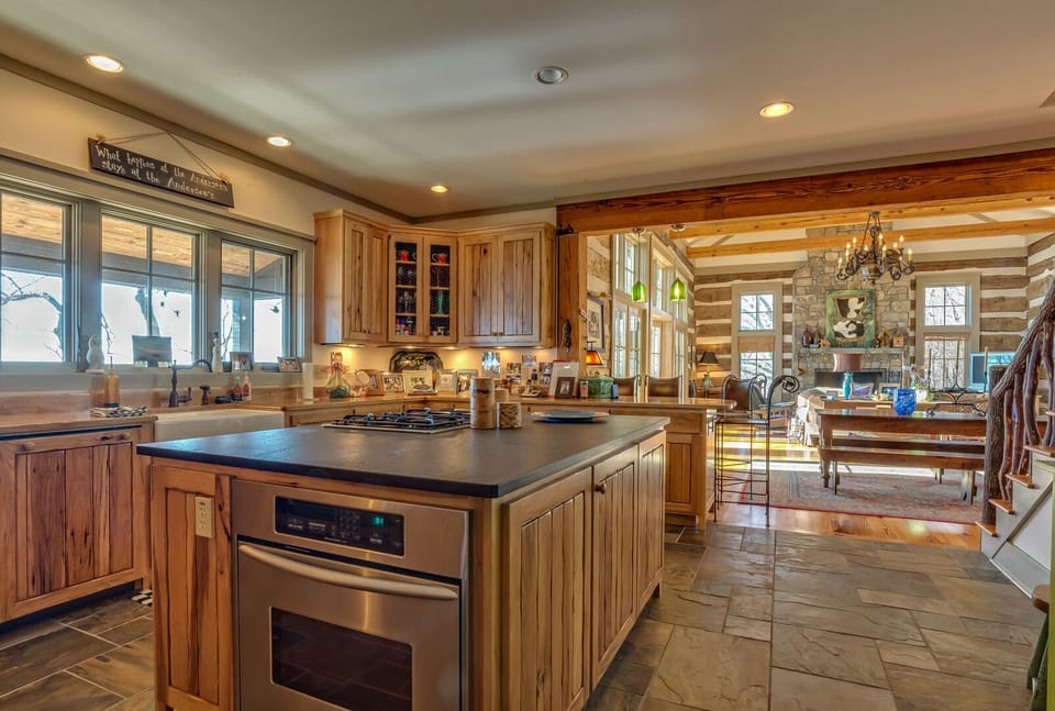 Natural light brightens the custom cabinetry
