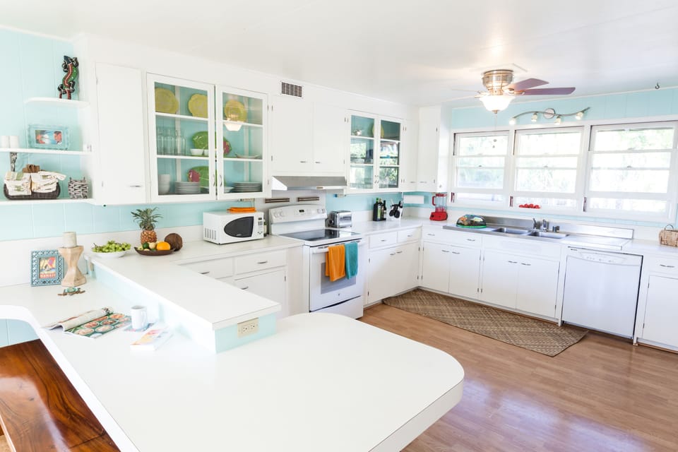 Cook family meals in the light and bright kitchen.