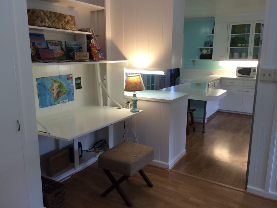 Desk space near kitchen