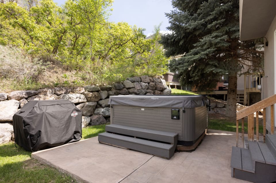 Secluded hot tub on our private deck