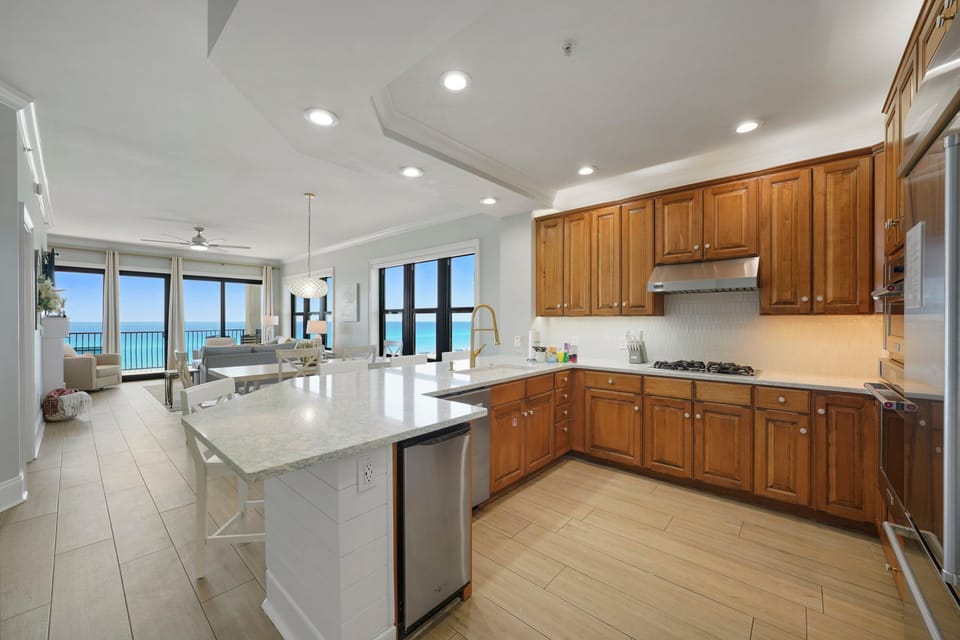 Kitchen with gulf views