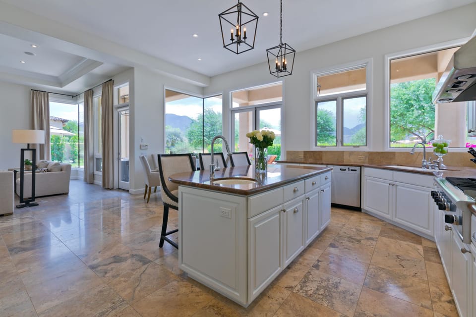 Stunning mountain views from the kitchen.