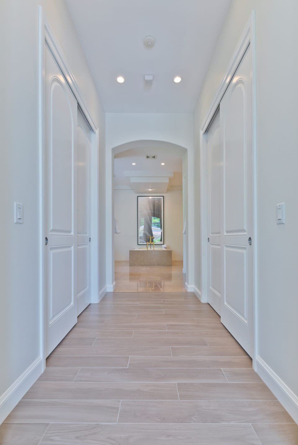 Master bath en suite with his & her cedar lined closets with built ins.