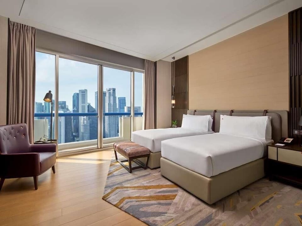 Crest Suite, 2 Singles, L65 Lounge Access, High Floor, Balcony, Marina Bay View | In-room safe, desk, laptop workspace, blackout drapes