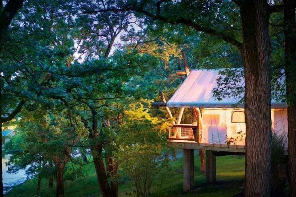 Camp Long Creek Family Glamping Tent | Premium bedding, down comforters, pillowtop beds, in-room safe