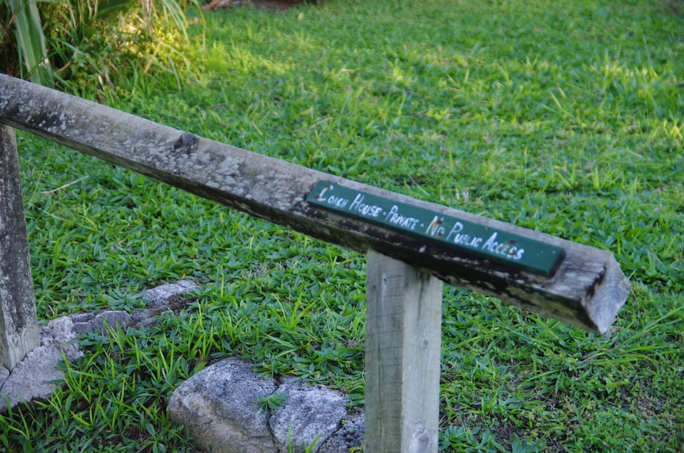 Handrail leading down to Coach House's private beach.