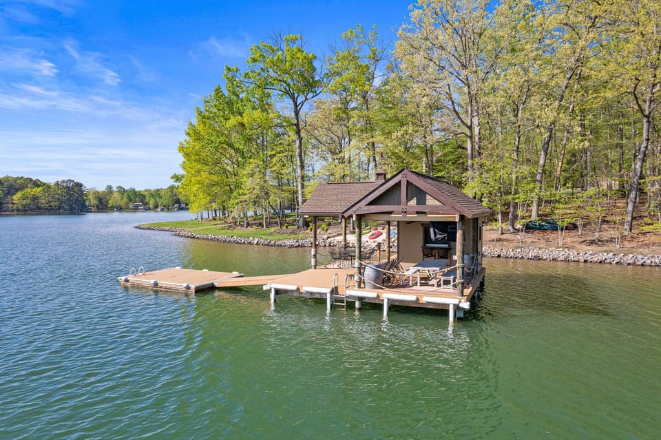 Aerial View of Dock, Beach Area, Boat Ramp and Point