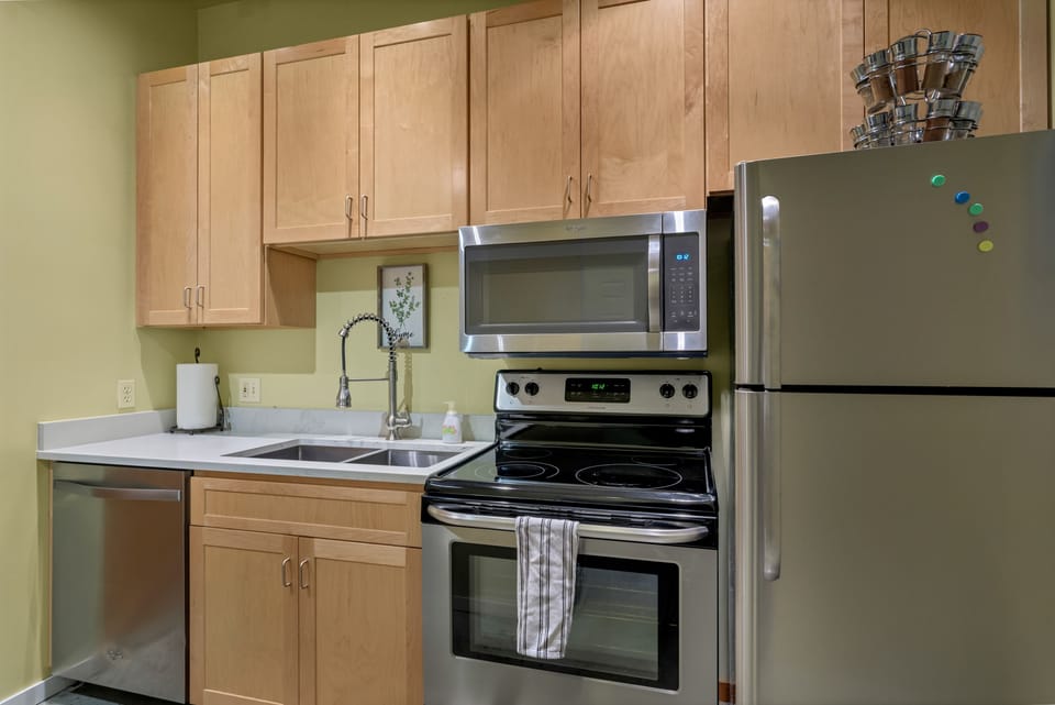 with stainless appliances