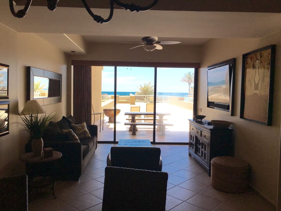 Living room opening to the patio