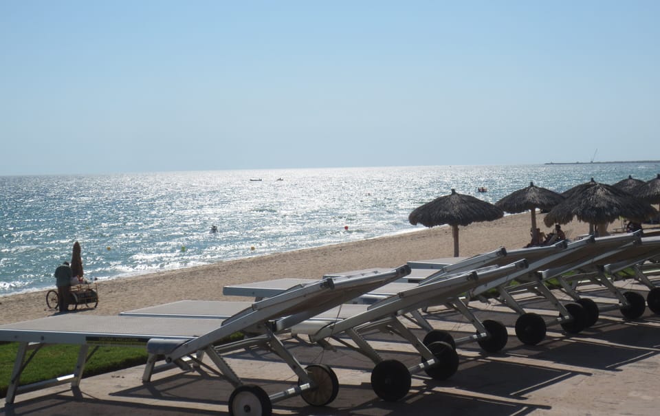 Lounge chairs by pool
