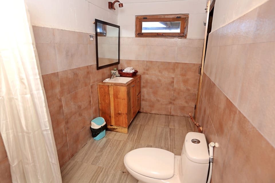 Double Room, 1 Bedroom, Patio, Mountain View | Bathroom | Shower, towels