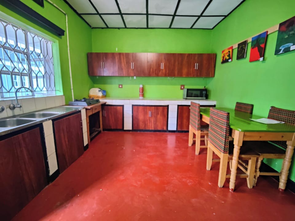 Shared fridge, shared microwave, dishwasher, toaster