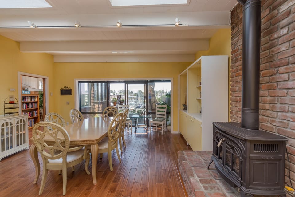 dining table with view of harbor