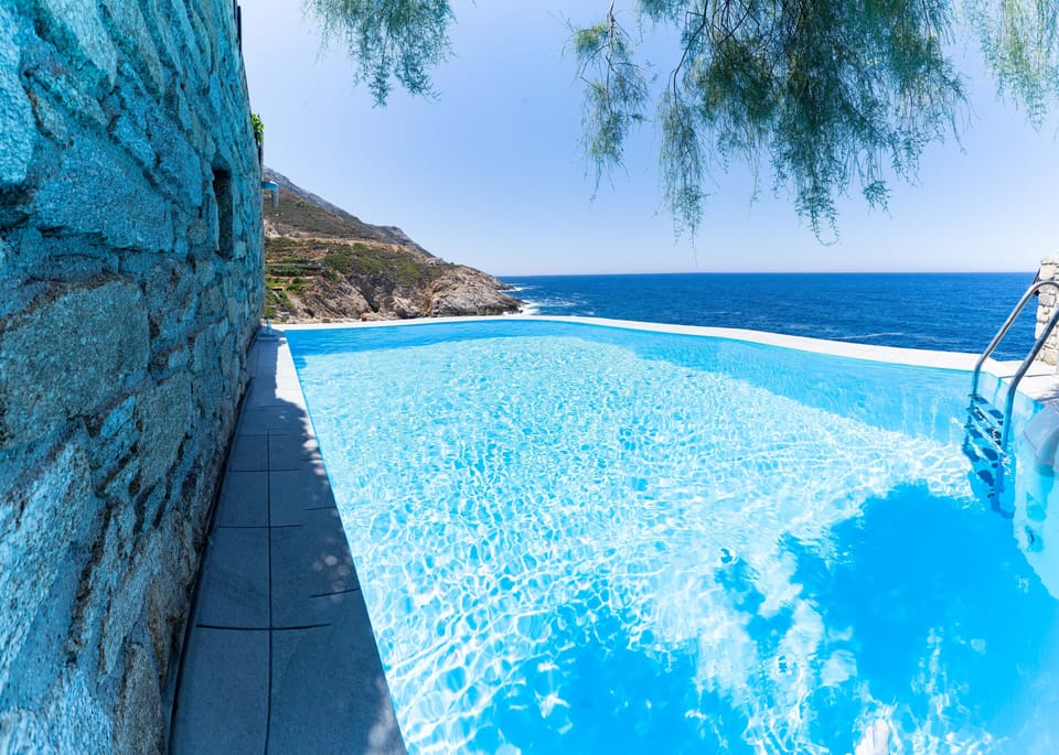 The seawater swimming pool and the Aegean sea.