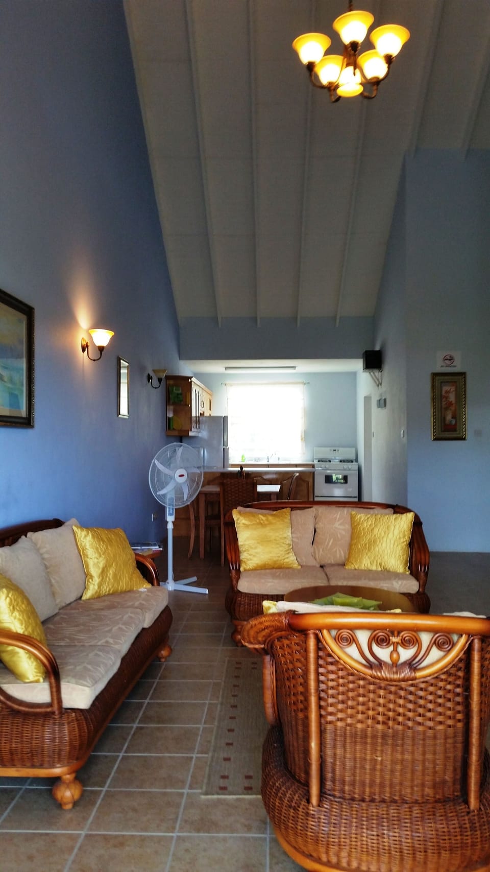 Sitting area of unit 2 - high ceiling