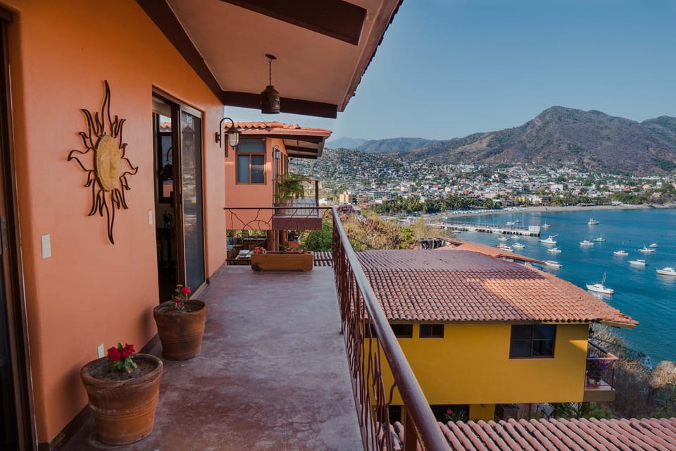 View to the city and the bay from the balcony
