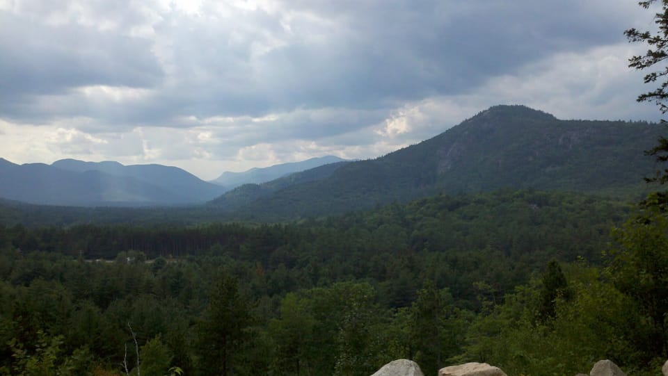 Crawford Notch with house seen on righthand hillside