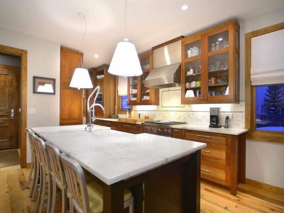 Gourmet Kitchen with Massive Marble Topped Island