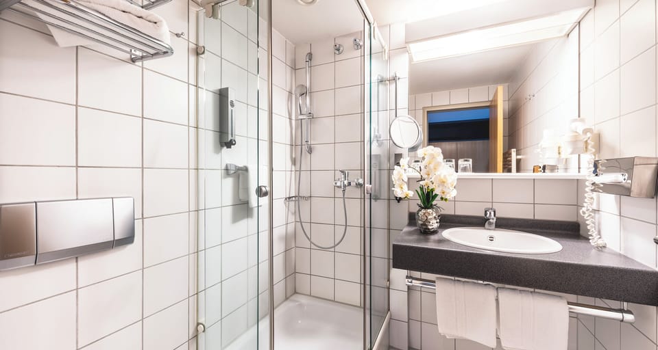 Family room for 3 to 4 adults | Bathroom | Combined shower/tub, hair dryer, towels, soap