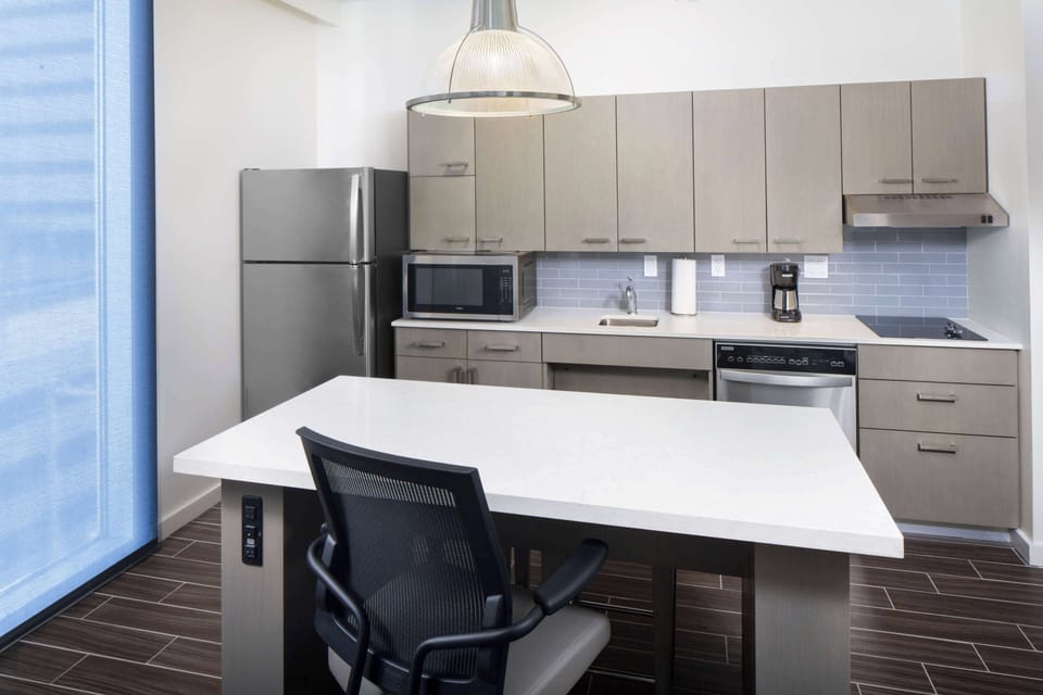 Fridge, microwave, coffee/tea maker