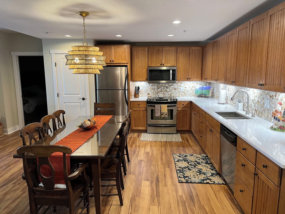 New Quartz Countertops & Undermount Lighting & New Light Fixture for Table