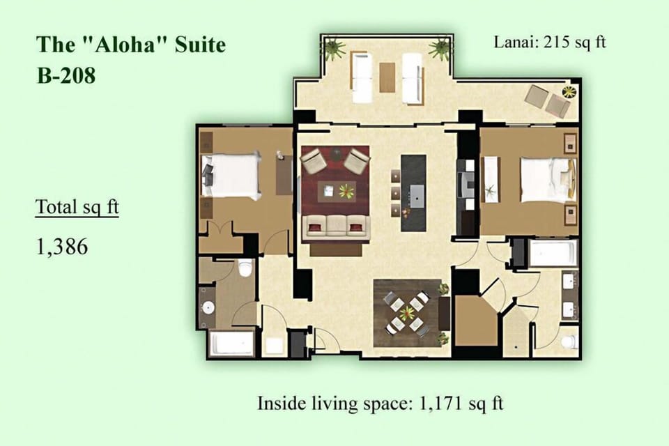 B-208 Floor Plan. This luxurious spacious villa is the best value vacation.