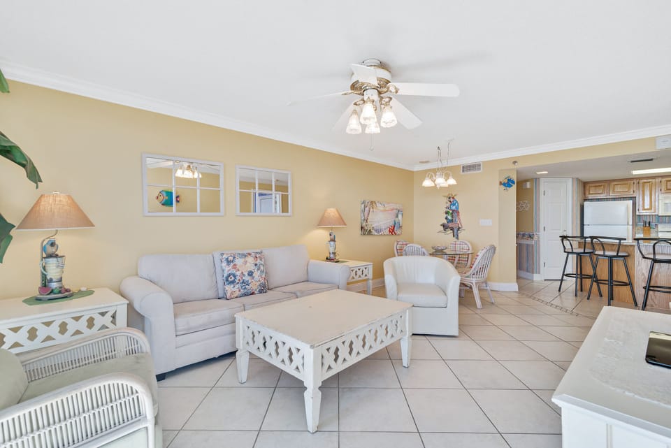 Spacious Living Area with a Sleeper Sofa and Access to the Balcony