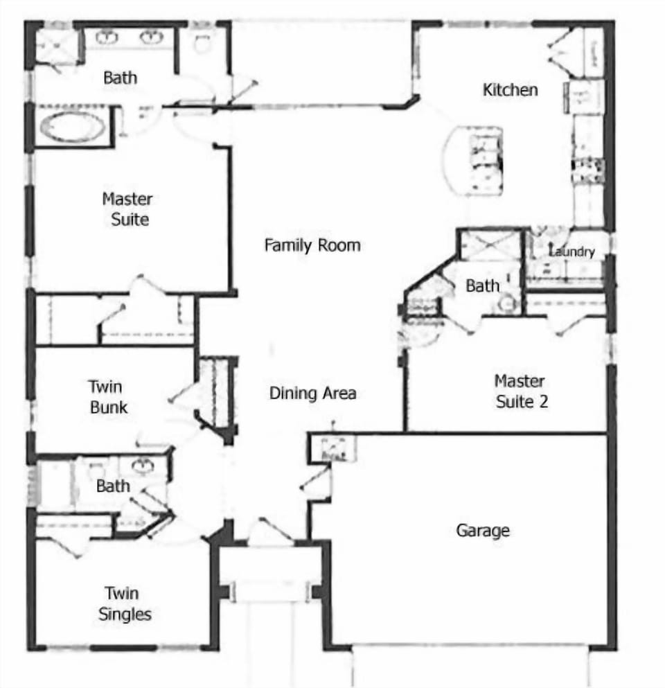 House Floor Plan.  Garage is a games room.