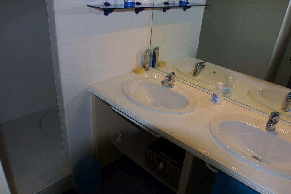one of the two bathrooms