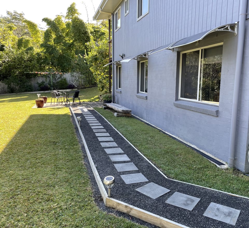 Lower level path to studio.