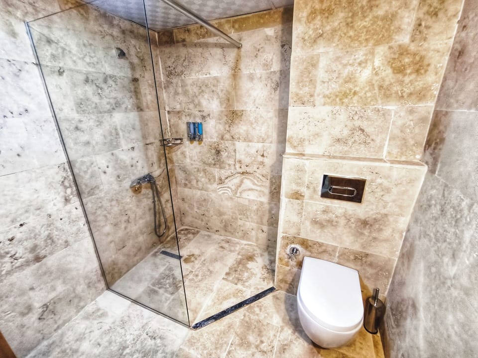 Queen Suite - Jakuzili | Bathroom | Shower, free toiletries, hair dryer, slippers