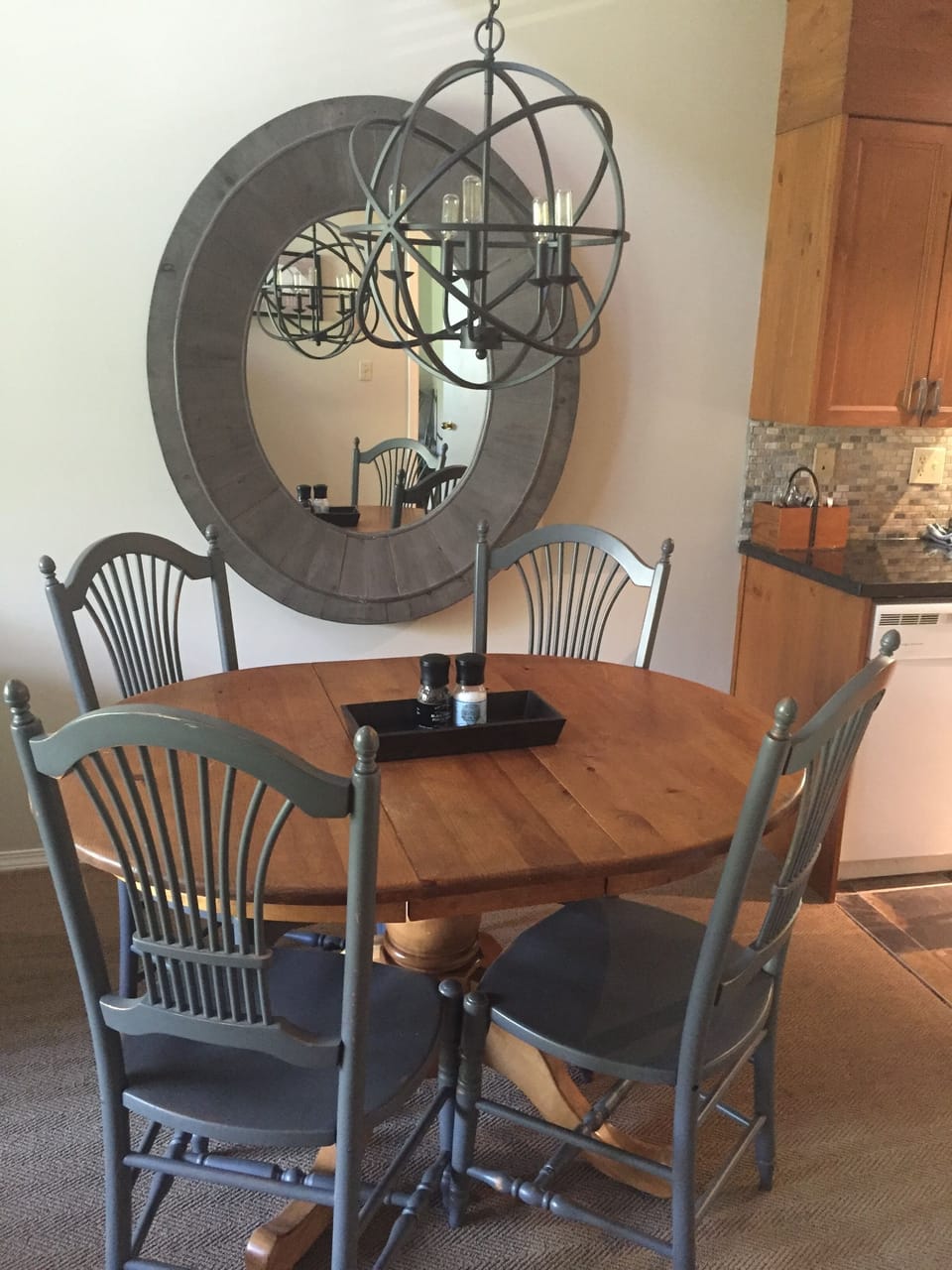 Table can be extended with leaves and hall bench to seat 8
