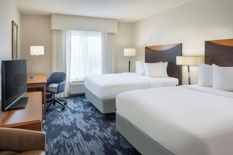 Room, 2 Queen Beds | Premium bedding, desk, laptop workspace, blackout drapes