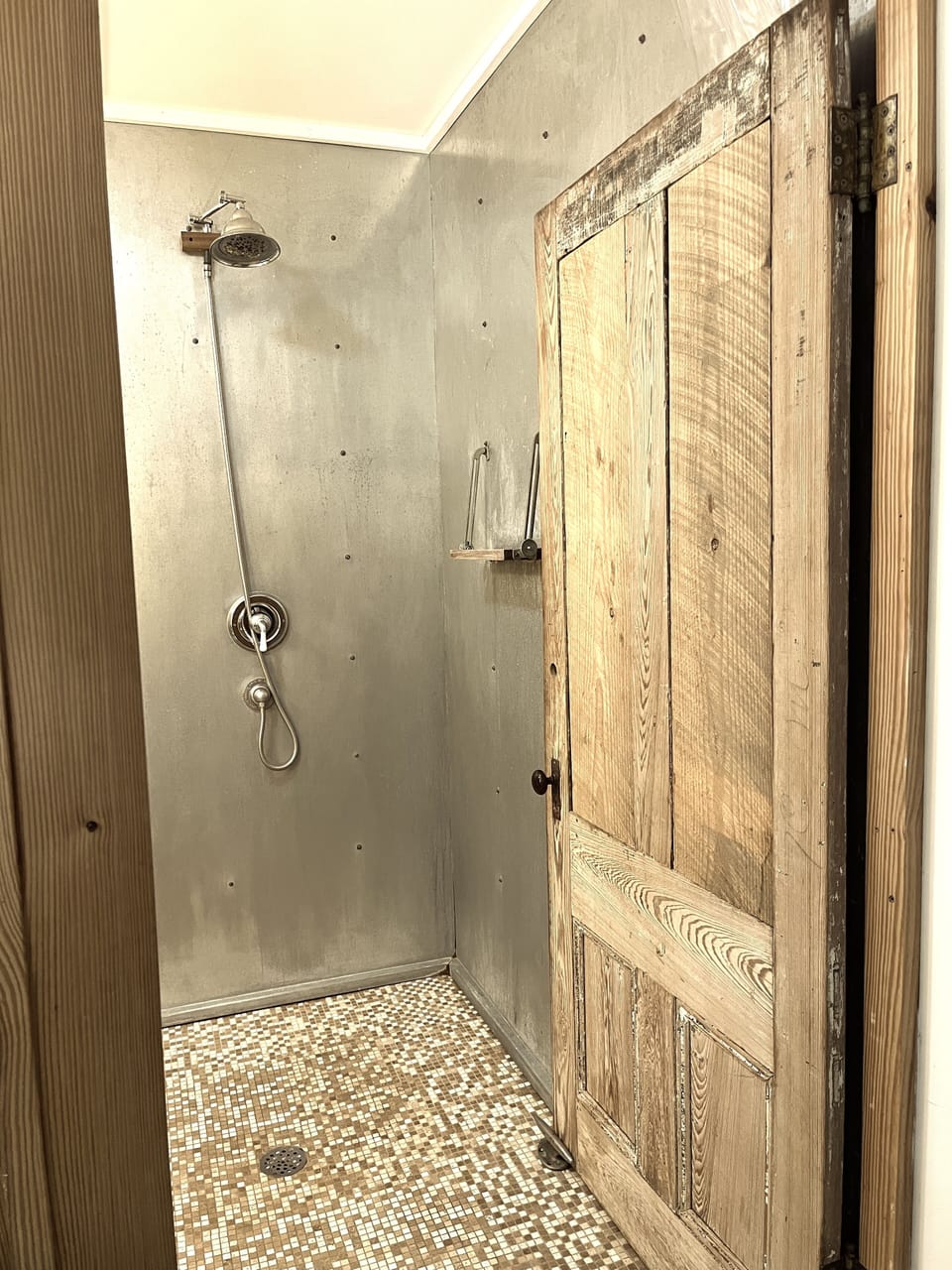 Spacious indoor shower.