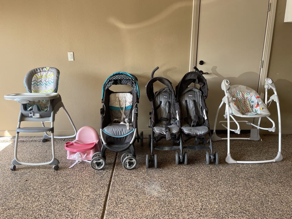 Baby Items provided (covered inside garage)