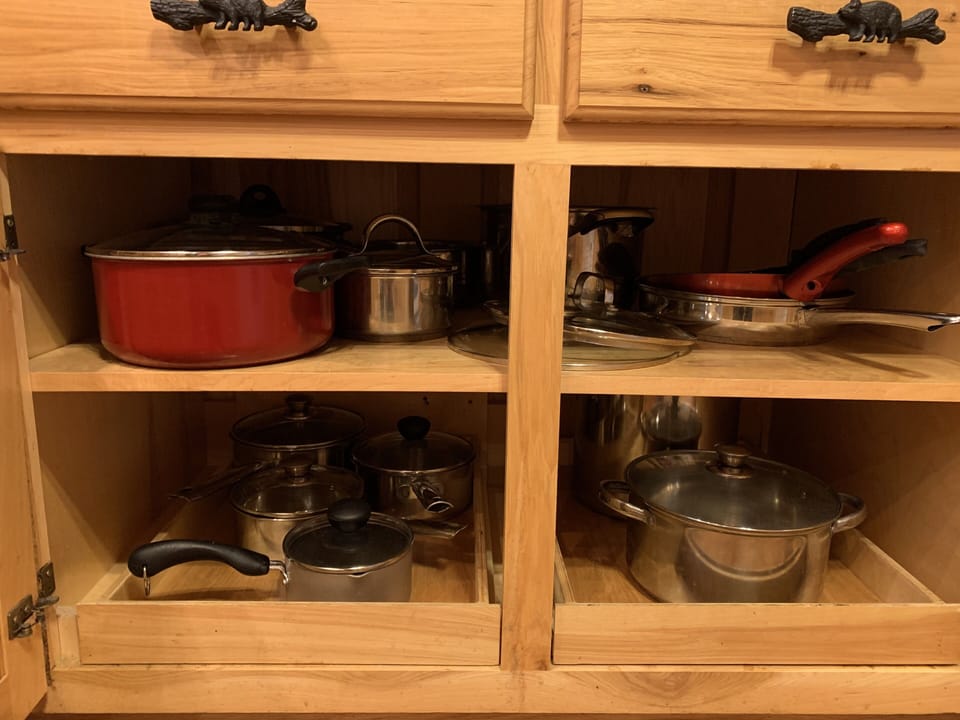 Plenty of pots to cook a meal if you are so inclined